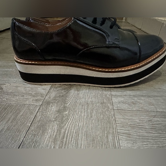 Halogen x Atlantic Pacific Black Patent Platform Oxford 7.5 pre-owned - Picture 14 of 14